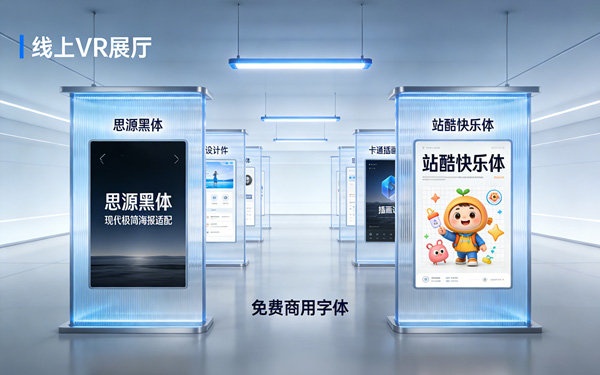 在線上VR展廳設(shè)計(jì)中，有哪些免費(fèi)商用字體可用？
